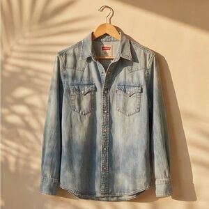 Levi's Pale Blue Denim Slim Fit Western Shirt